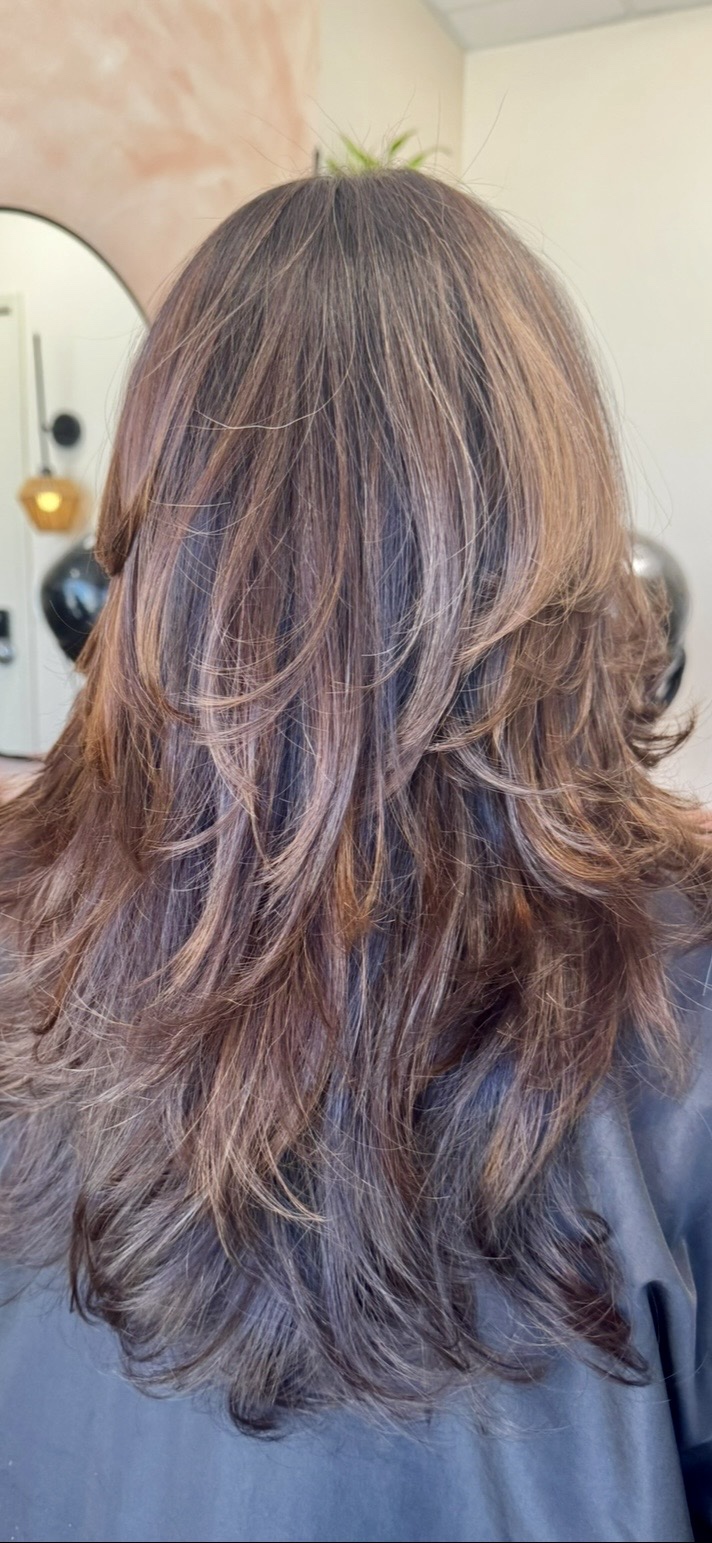 Long layered brunette